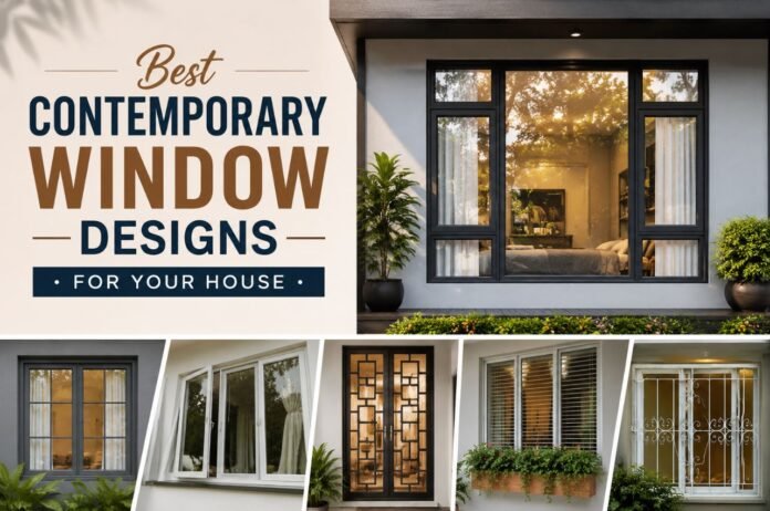 Contemporary-window-designs Discover 10 contemporary window designs for your house featuring stylish grill, glass, and casement windows that combine elegance and functionality.