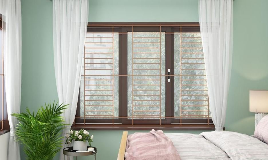 Contemporary coloured grill window design for homes