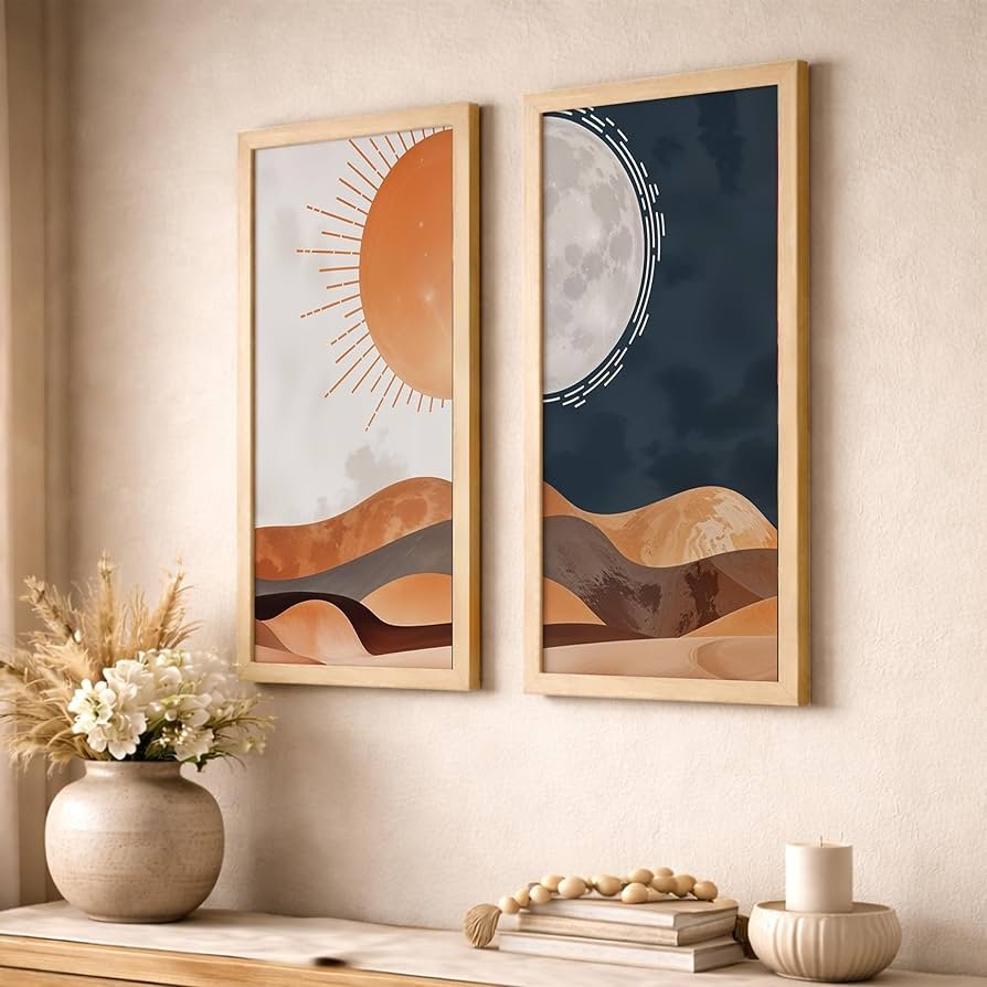 Framed modern paintings for living room wall decor