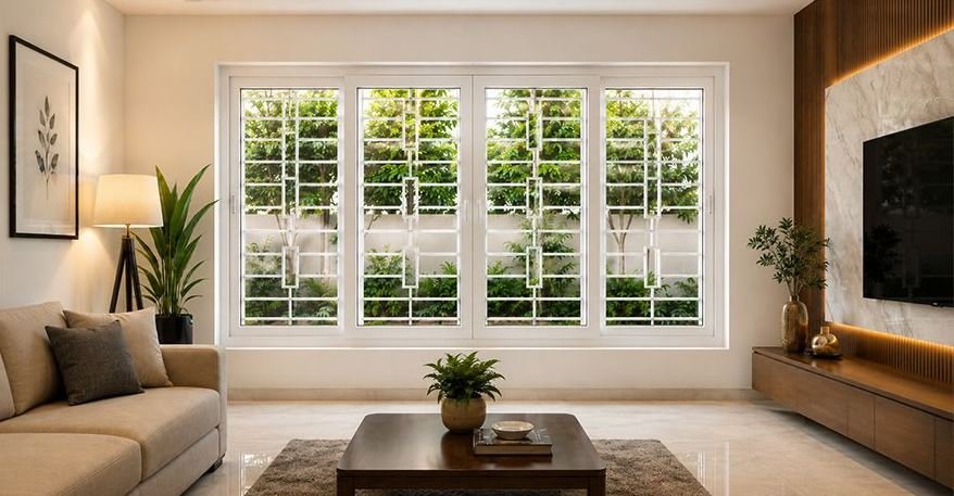 Contemporary geometric grill window design