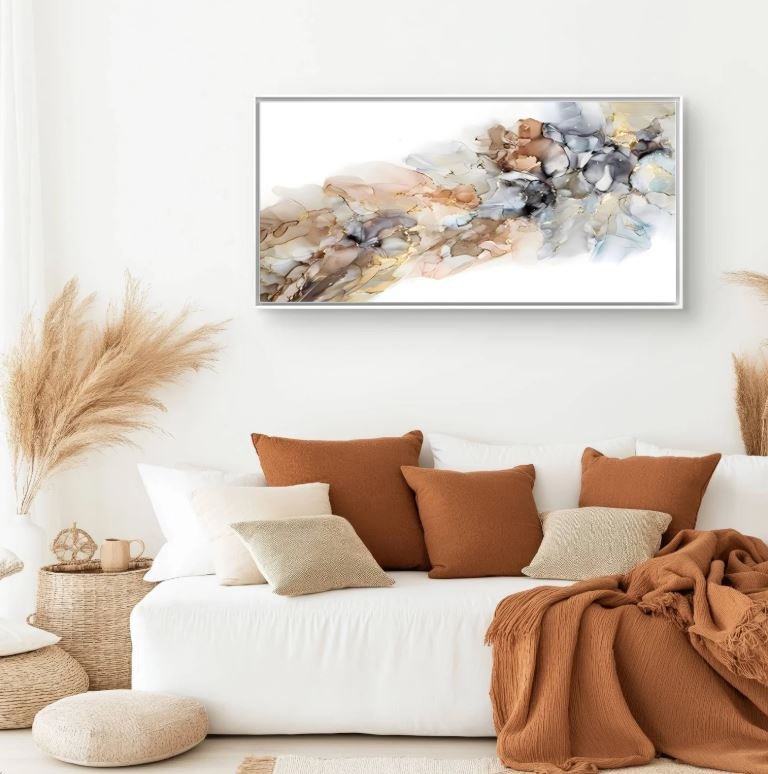 Large modern paintings for living room above the sofa