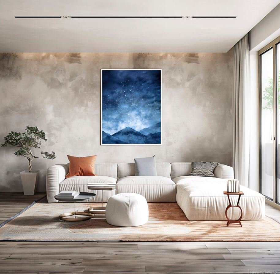 Minimalist modern paintings for living room with clean wall design