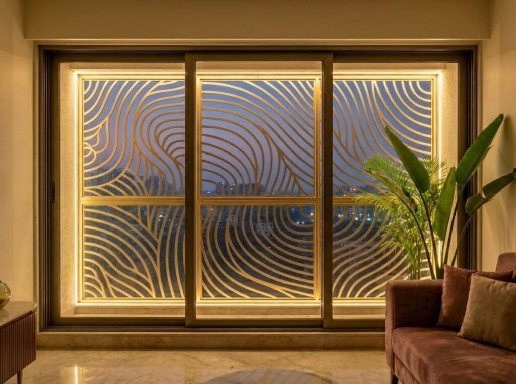 Modern glass grill window design with contemporary style