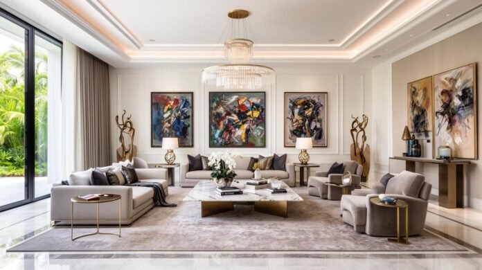 Modern paintings for living room enhancing contemporary home décor