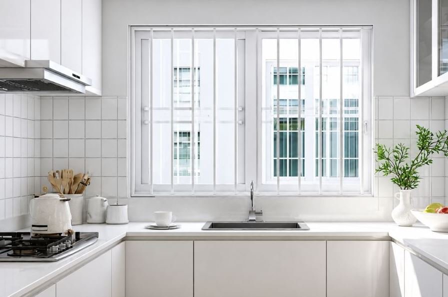 White grill window design for modern house exteriors