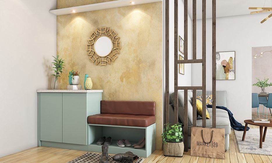 Multifunctional furniture for a compact entrance lobby