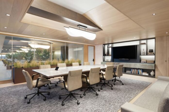Modern commercial office interior designed by leading commercial interior designers in Bangalore