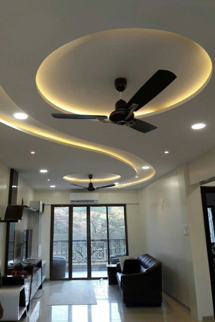 Main Hall Double Fan Ceiling Design Ideas