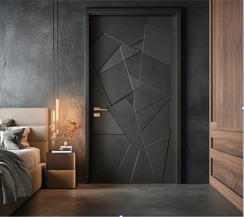 Geometric pattern bedroom door design for contemporary homes