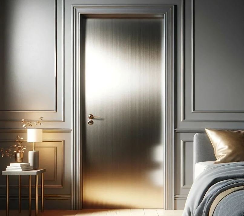 Modern metal bedroom door design for stylish interiors
