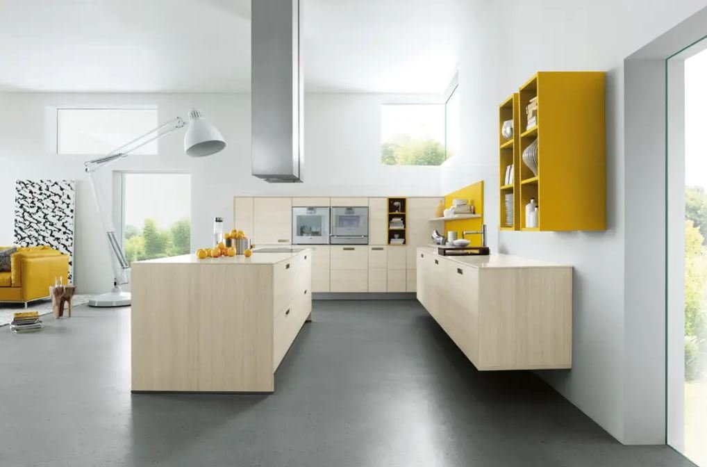 Floating kitchen cupboards creating a stylish and spacious kitchen
