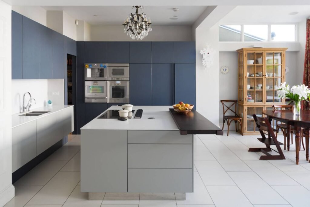 High-gloss kitchen cupboards with a sleek contemporary finish