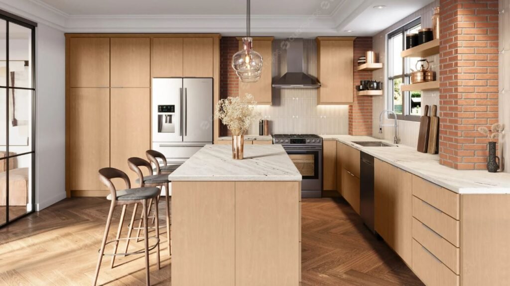Minimalist slab cabinet doors for a modern kitchen cupboard design