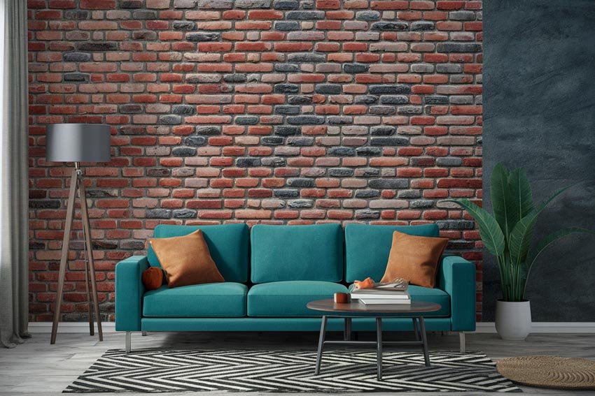 Geometric Textured Half Wall Tiles Design