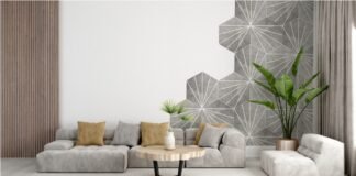 Half Wall Tiles Design for Living Room Indian Style