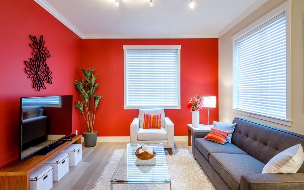 Red Wall Paint Colour for Living room