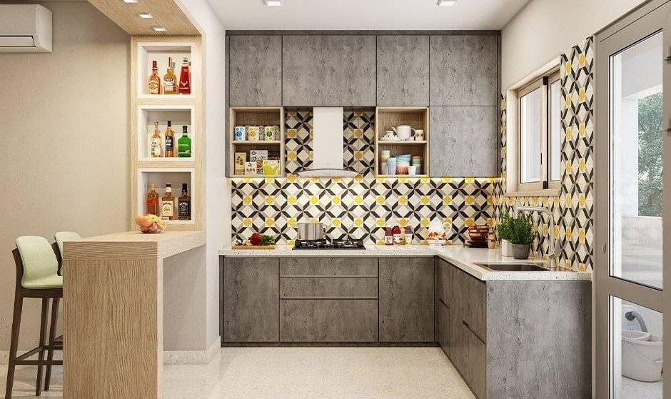 Compact breakfast counter design for small kitchens
