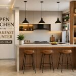Modern open kitchen with breakfast counter designs for stylish and functional homes