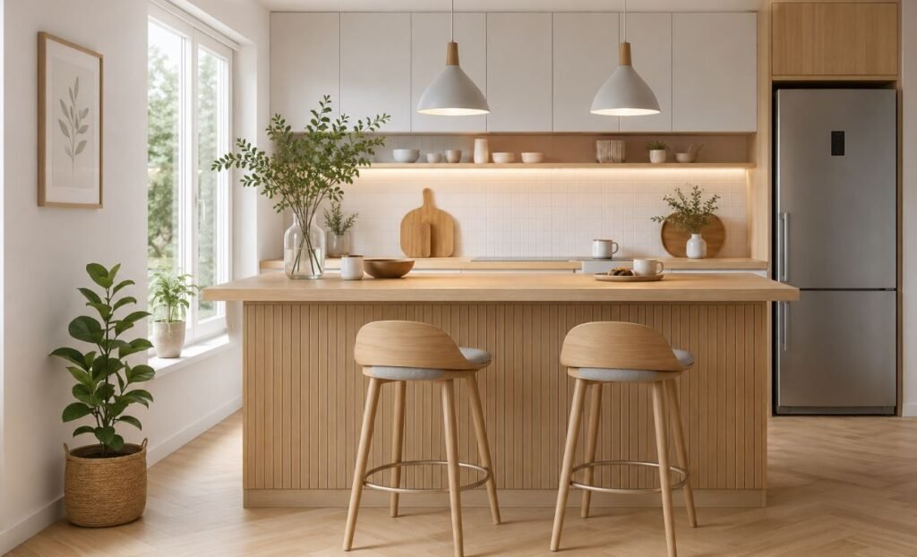 Scandinavian-style breakfast counter with a minimalist design